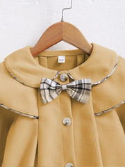 Long Sleeve Fleece Coat with Bow Detail