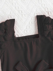 Short Puff Sleeve Ribbed Jumpsuit