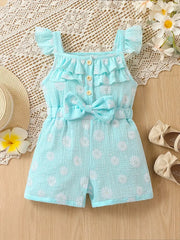 Casual Daisy Print  Summer Sleeveless Jumpsuit