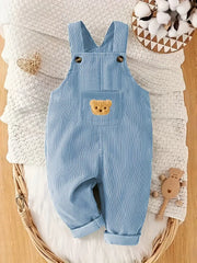Solid Color Casual Corduroy Overalls