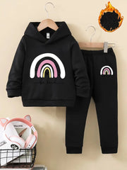 Rainbow Cartoon Cute Thermal Lined Hooded Sweatshirt + Pants