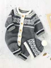 Newborn Infant Geometric Pattern Sweater Romper