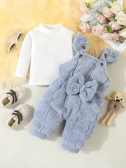 Cozy Long Sleeve Top 2pcs Girls' Outfit Set