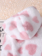 Autumn-Winter Heart Plush Hooded Long-Sleeve Bodysuit