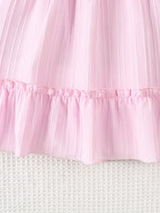 Casual Flower Flying Sleeve Dress + Hair Tie Two-Piece Set