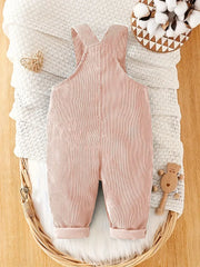 Solid Color Casual Corduroy Overalls