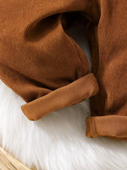 Solid Color Casual Corduroy Overalls