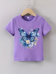 Casual Short Sleeve Summer Butterfly Print T-Shirt