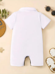 Cute Style Short Sleeve Outdoor Romper With Faux Collar
