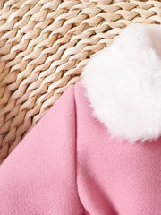 Soft Plush Bow Lapel Collar Jacket  Winter Coat