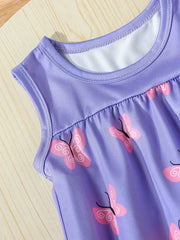 Adorable Cartoon Print Sleeveless Dress