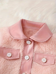 Casual Long Sleeve with Lapel Collar Fleece Jacket