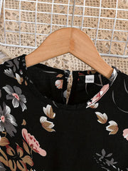 Summer Floral Print Sleeveless Pleated Dress with Belt