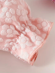 Floral Lace Dress with Ruffled Sleeves & Flared Skirt