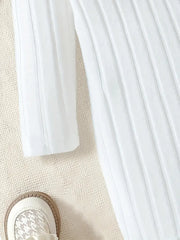 Solid Color Ruffled Sleeve Long Sleeve Dress with Bow Detail