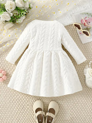 1pc Long Sleeve Knee-Length Adorable Cable Knit Dress