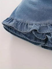 Pleated Ruffle Hem Tiered Skort Solid Color Skirt