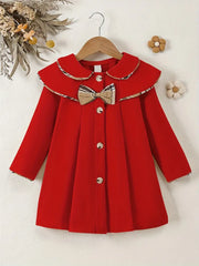 Long Sleeve Fleece Coat with Bow Detail