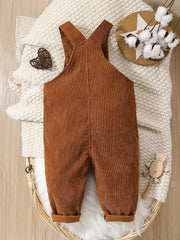 Solid Color Casual Corduroy Overalls