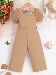 Short Puff Sleeve Ribbed Jumpsuit