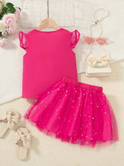 Round Neck Sleeveless Mesh Patchwork Top and Mesh Short Skirt Two-Piece Set