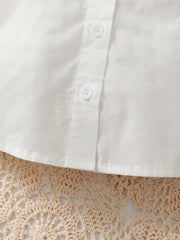 Solid Color Ruffle Collar Bubble Sleeve Shirt
