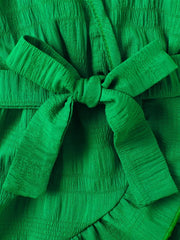 Sleeveless Summer Princess Green Jacquard Fabric Dress