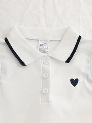Summer Sleeveless Polo Dress with Heart Print & Stripes
