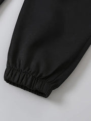 Pockets Elastic Waist Casual Loose Trouser