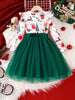 Festive Christmas Knit Dress with Long Sleeves & Ruffled Hem