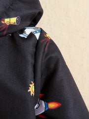 Astronaut & Planets Pattern Hooded Jacket