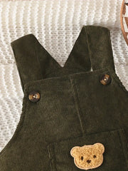 Solid Color Casual Corduroy Overalls