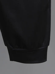 1Round Neck Short-Sleeved T-Shirt + Lion Pattern Positioning Print Tapered Trousers