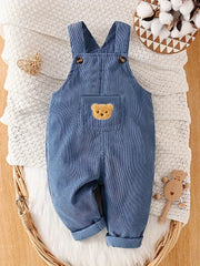 Solid Color Casual Corduroy Overalls