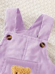 Solid Color Casual Corduroy Overalls