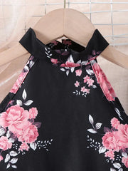 Floral Galter Top & Layered Hem Skirt & Hat