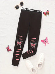 Comfy Slim Butterfly Graphic Leggings Yoga Pants