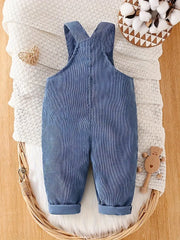 Solid Color Casual Corduroy Overalls