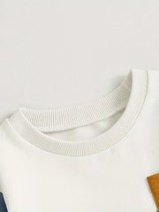 Color Block Long Sleeve Pullover Sweatshirt Tops & Pants