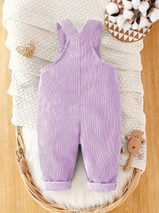 Solid Color Casual Corduroy Overalls