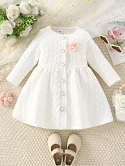 1pc Long Sleeve Knee-Length Adorable Cable Knit Dress