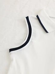 Summer Sleeveless Polo Dress with Heart Print & Stripes