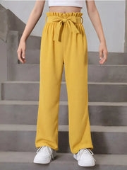 Casual Outing Elastic Waistband Design Trousers with Belt
