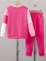 Color Block Crew Neck Long Sleeve Sweatshirt and Pants Set