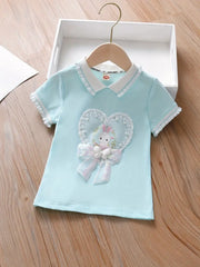 Elaborate Embroidery Cartoon Bunny Graphic Tees T-Shirt