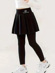 Stretchy Letter Print Skort Leggings Comfy Pants