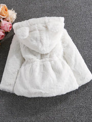 Thick Fleece Open Front Warm Outerwear Soft Plush Hooded Coat