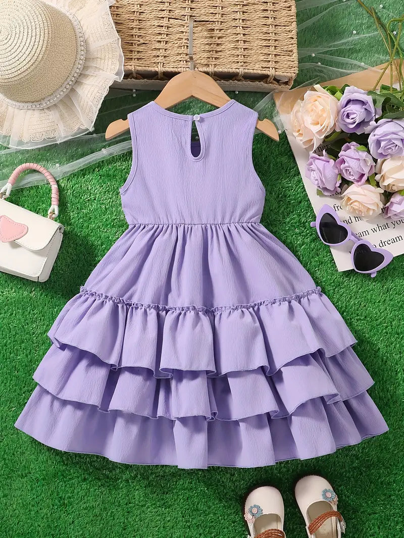 Sleeveless, Button Detail Chic Summer Princess Dress