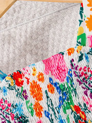 Floral Print Sleeveless Jumpsuit with Matching Beach Hat