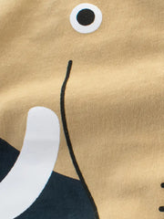 Short Sleeves Cartoon Elephant Cotton T-shirt Tee Top